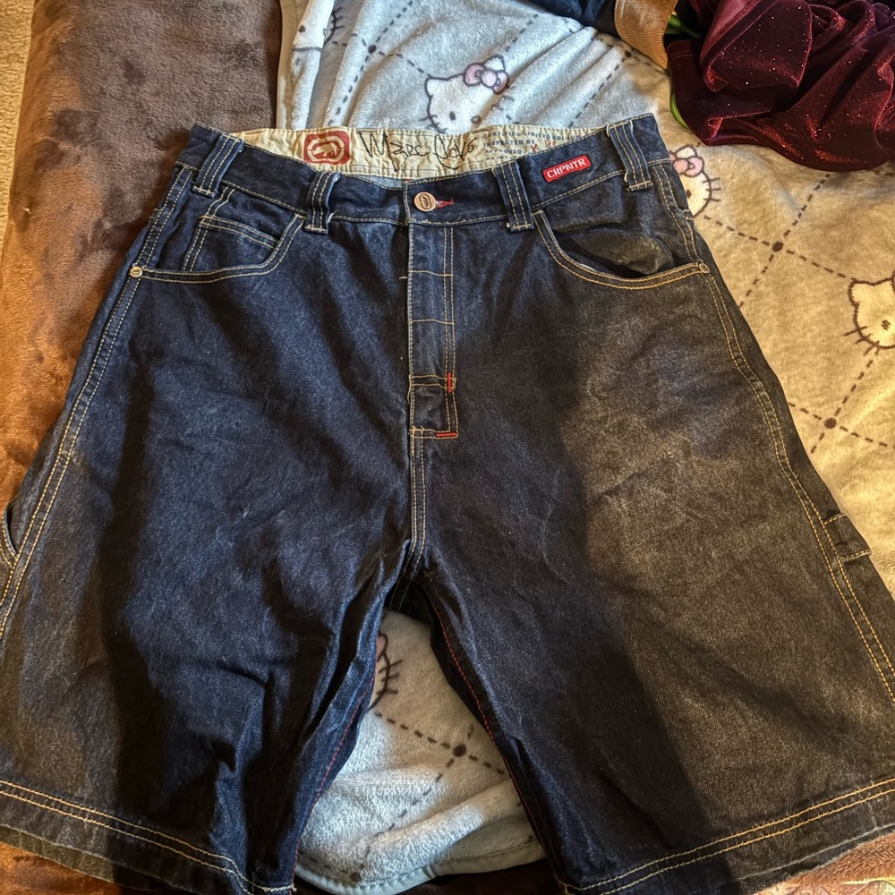 ecko unltd Men's Dark Indigo Carpenter solid Jean Shorts - Classic Utility Style
